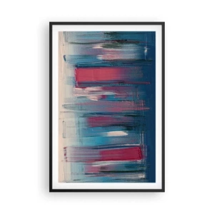 Plagát v čiernom ráme - Vertikálna kompozícia v modrej a červenej - 61x91 cm