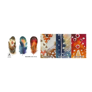 Vzorka fototapety Premium Sand - Rituály, obrady, tajomstvá - Vtáčie pierko, Vták, Abstrakcia - 100x30 cm