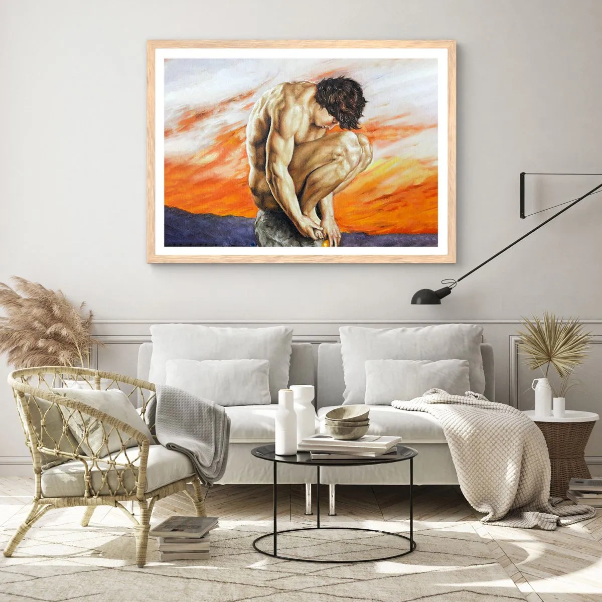 Plagát v ráme zo svetlého duba - Ponorený do seba - 91x61 cm