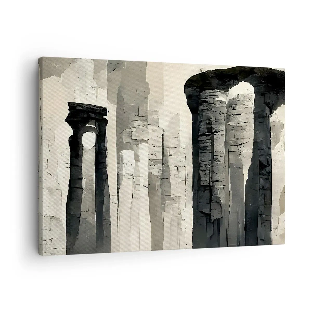 Obraz na plátne - Historické stĺpy v atmosférickom monochromatickom prostredí - 70x50cm - Majestátnosť starožitnosti - Moderná nástenná dekorácia do obývacej izby a spálne ARTTOR