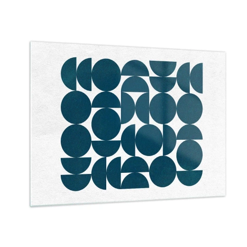 Obraz na skle - Moderná kompozícia z tmavomodrých kruhov a polkruhov - 70x50cm - Kruhy a polkruhy - Moderná nástenná dekorácia do obývacej izby a spálne ARTTOR