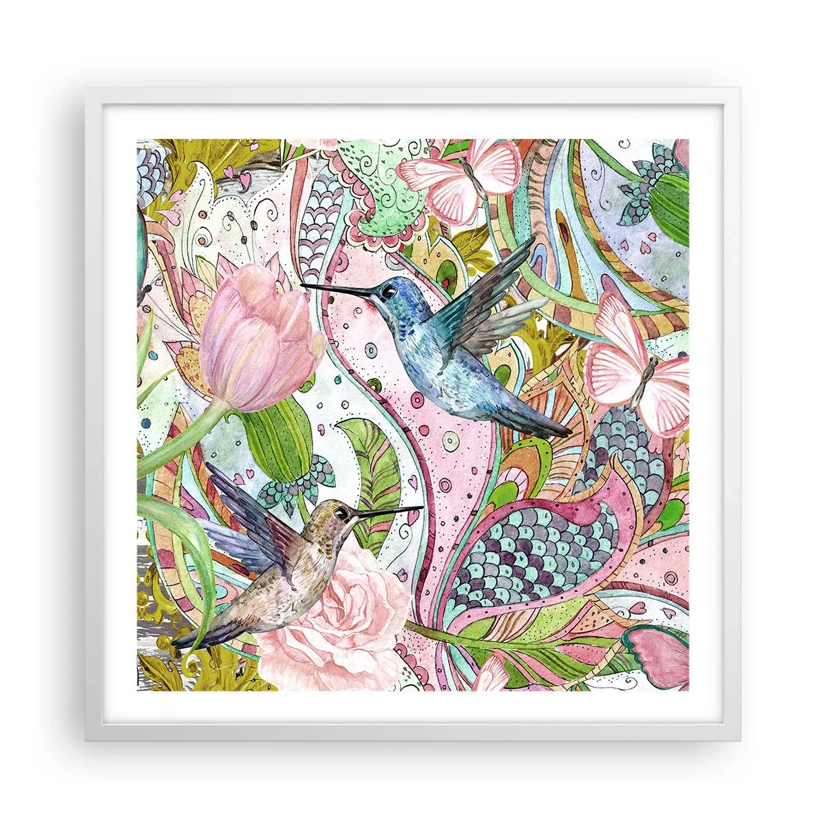 Plagát v bielom ráme - Zamotané do lián - 60x60 cm