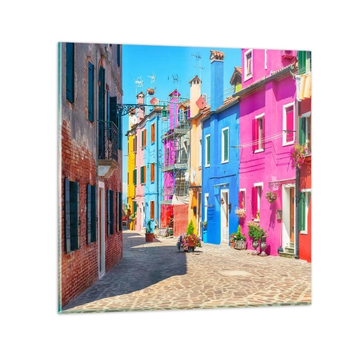 Obraz na skle - Mestečko „Pod papagájmi“ - 70x70 cm