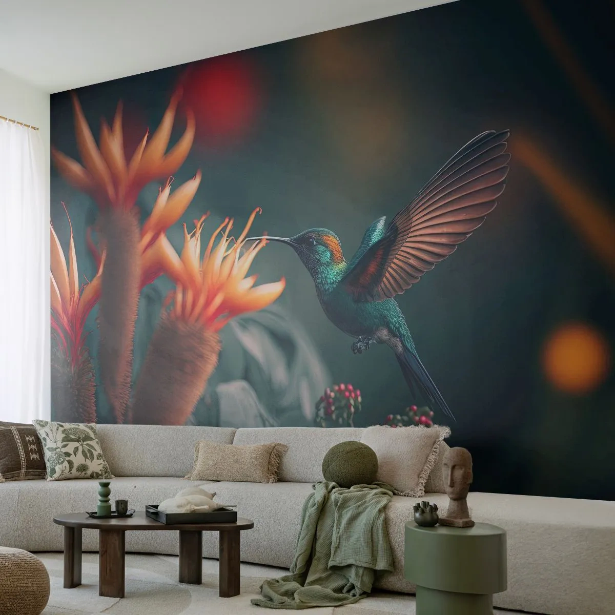 Fototapeta Premium Canvas - Skutočne pestrý život - Vták, Exotické, Kvetina - 200x140 cm