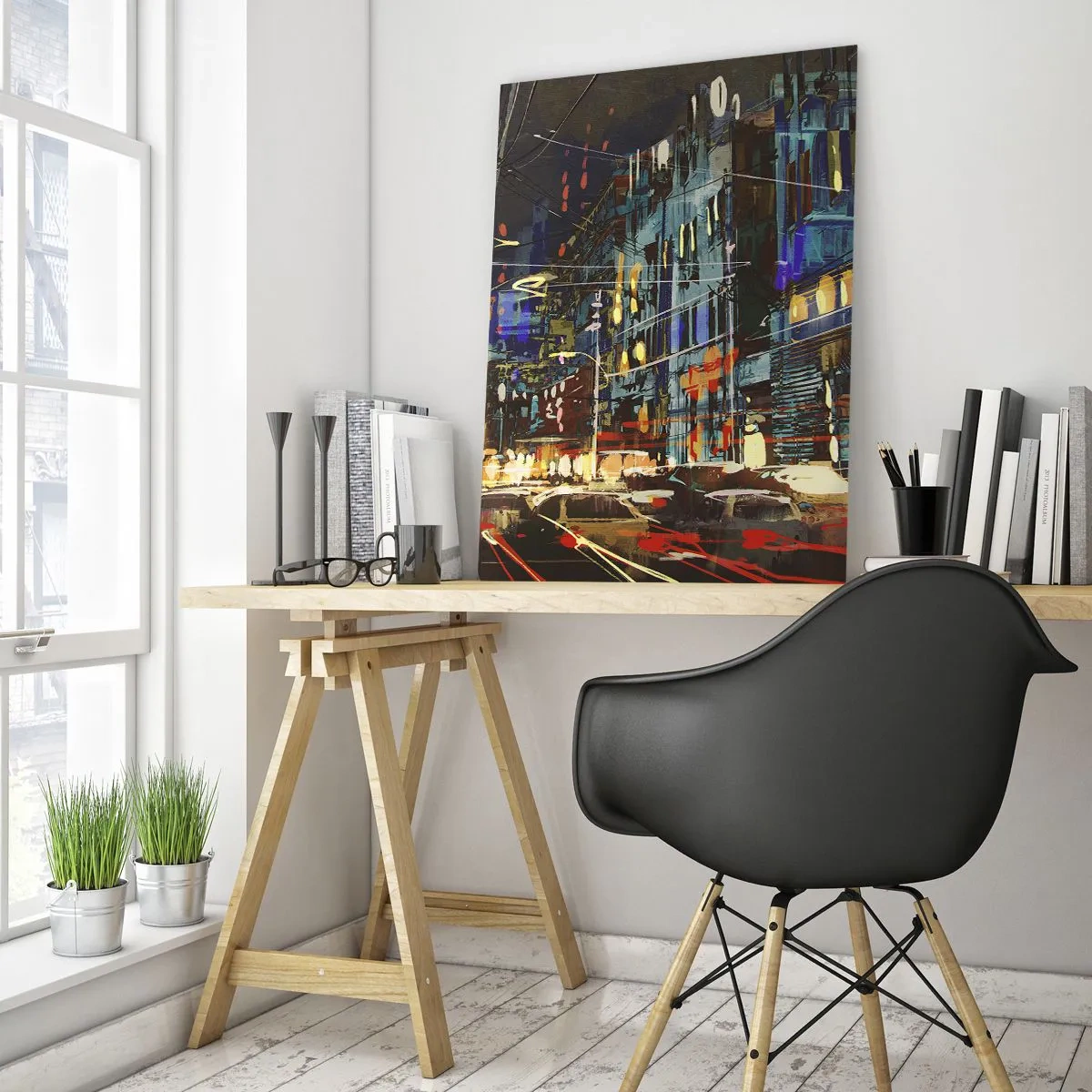 Obraz na skle - Večerný pouličný ruch - 50x70 cm
