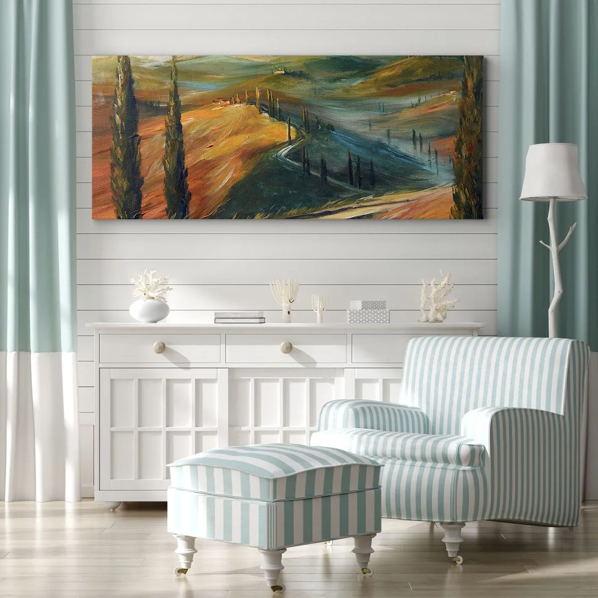 Obraz na plátne - Toskánska krajina - 100x40 cm