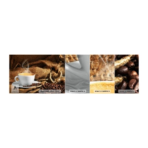 Vzorka samolepiacej fototapety Deluxe Sticker - Vôňa moky a hustota medovej tekutiny - Gastronómia, Káva, šálka kávy - 100x30 cm