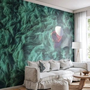 Fototapeta Premium Sand - V mori sietí - Rybárska sieť, Žena, Vietnam - 100x70 cm