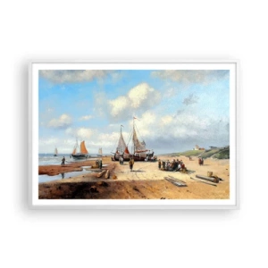 Plagát v bielom ráme - Po úspešnom rybolove - 100x70 cm