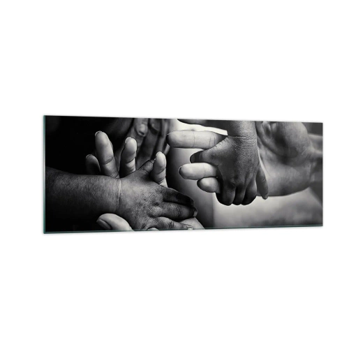 Obraz na skle - Byť človekom - 140x50 cm