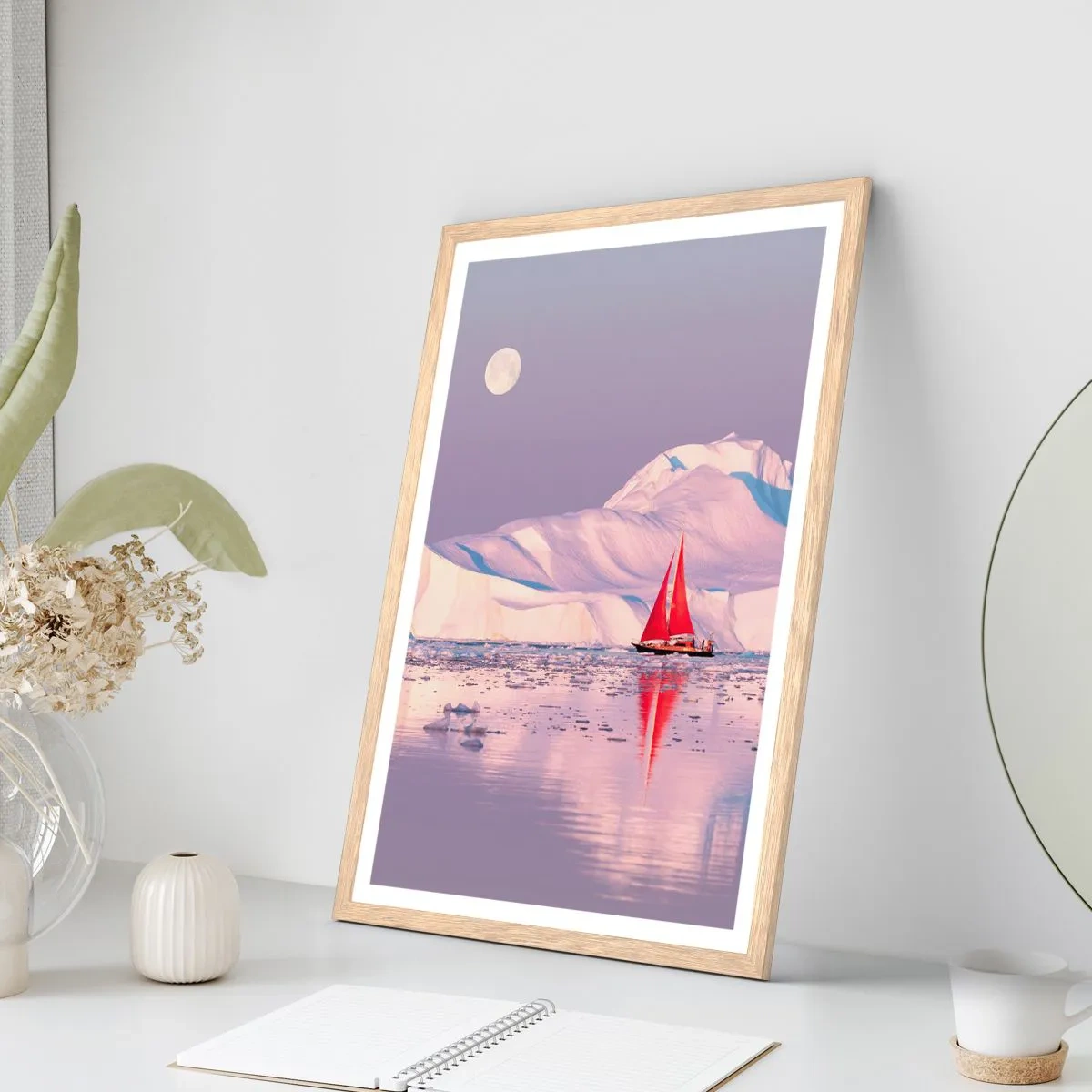 Plagát v ráme zo svetlého duba - Žiar plachty, chlad ľadu - 50x70 cm