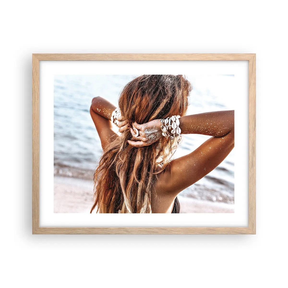 Plagát v ráme zo svetlého duba - Sestra vody a slnka - 50x40 cm
