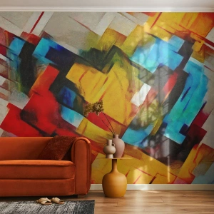 Fototapeta Standard Eco - Abstraktná kompozícia geometrických tvarov a farieb - 100x70cm - Viacfarebný mix - Moderná nástenná dekorácia do obývacej izby a spálne ARTTOR