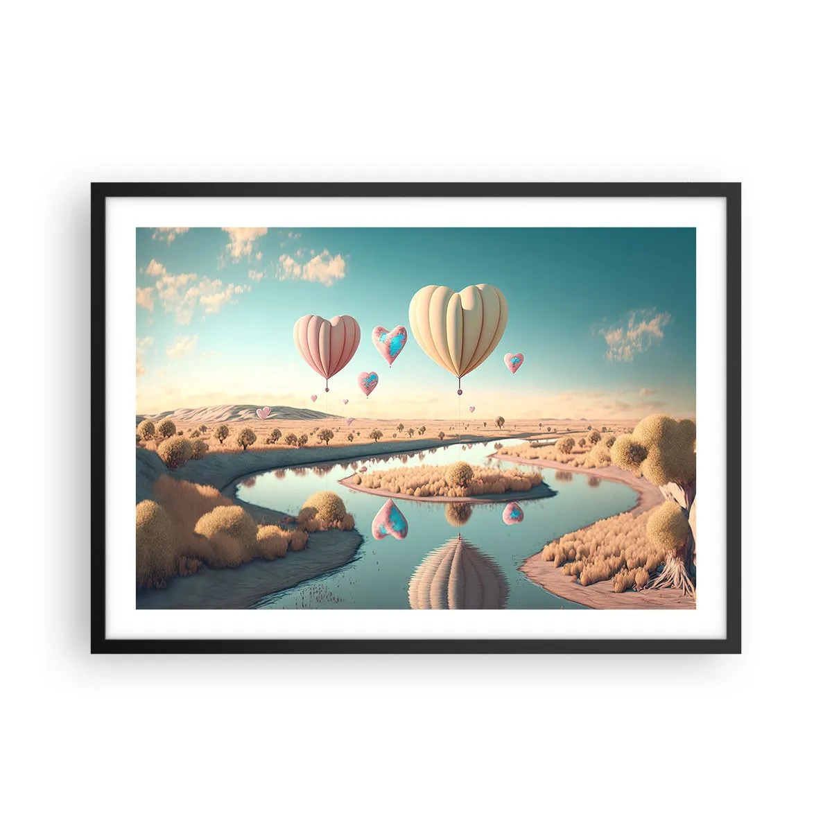 Plagát v čiernom ráme - Láska ťa nechá vzlietnuť - 70x50 cm
