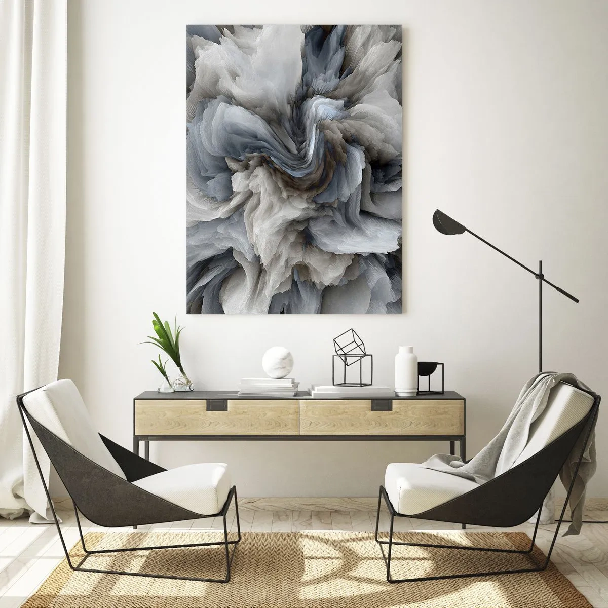 Obraz na skle - Kameň a kvet - 50x70 cm
