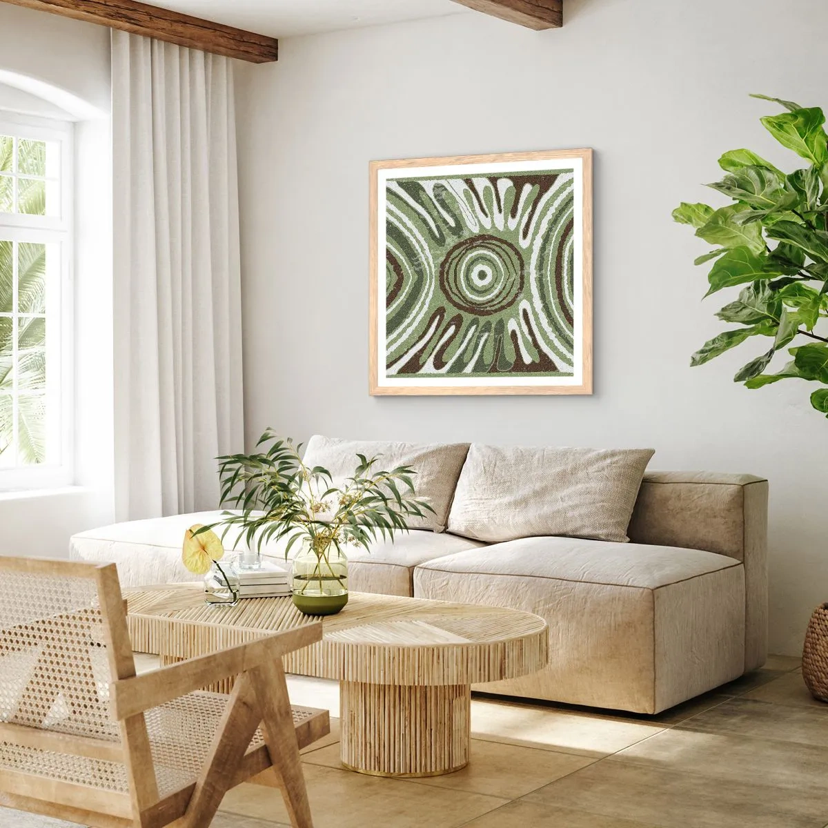 Plagát v ráme zo svetlého duba - Explózia emócií - 60x60 cm