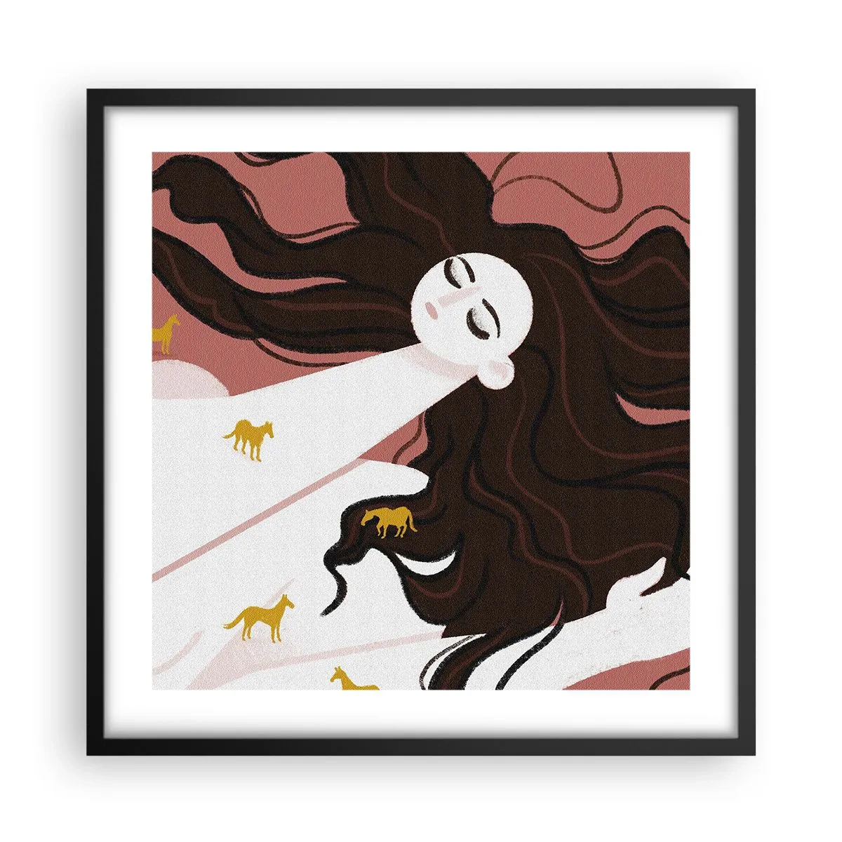 Plagát v čiernom ráme - Sen o zlatom koni - 50x50 cm