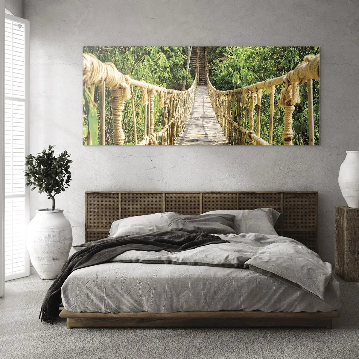 Obraz na skle - Zavesený v zelenej - 120x50 cm