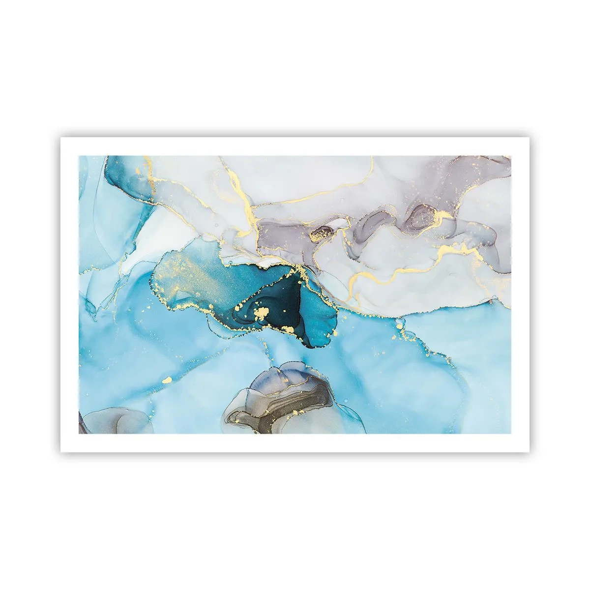 Plagát - Štúdia o stretnutí šedej a tyrkysovej - 91x61 cm