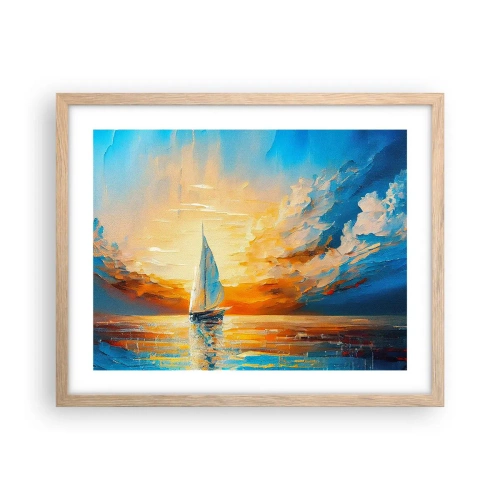 Plagát v ráme zo svetlého duba - Plavba v zlate - 50x40 cm