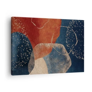 Obraz na plátne - Abstraktné tvary v odtieňoch červenej a modrej - 70x50cm - Ľahkosť bytia - Moderná nástenná dekorácia do obývacej izby a spálne ARTTOR