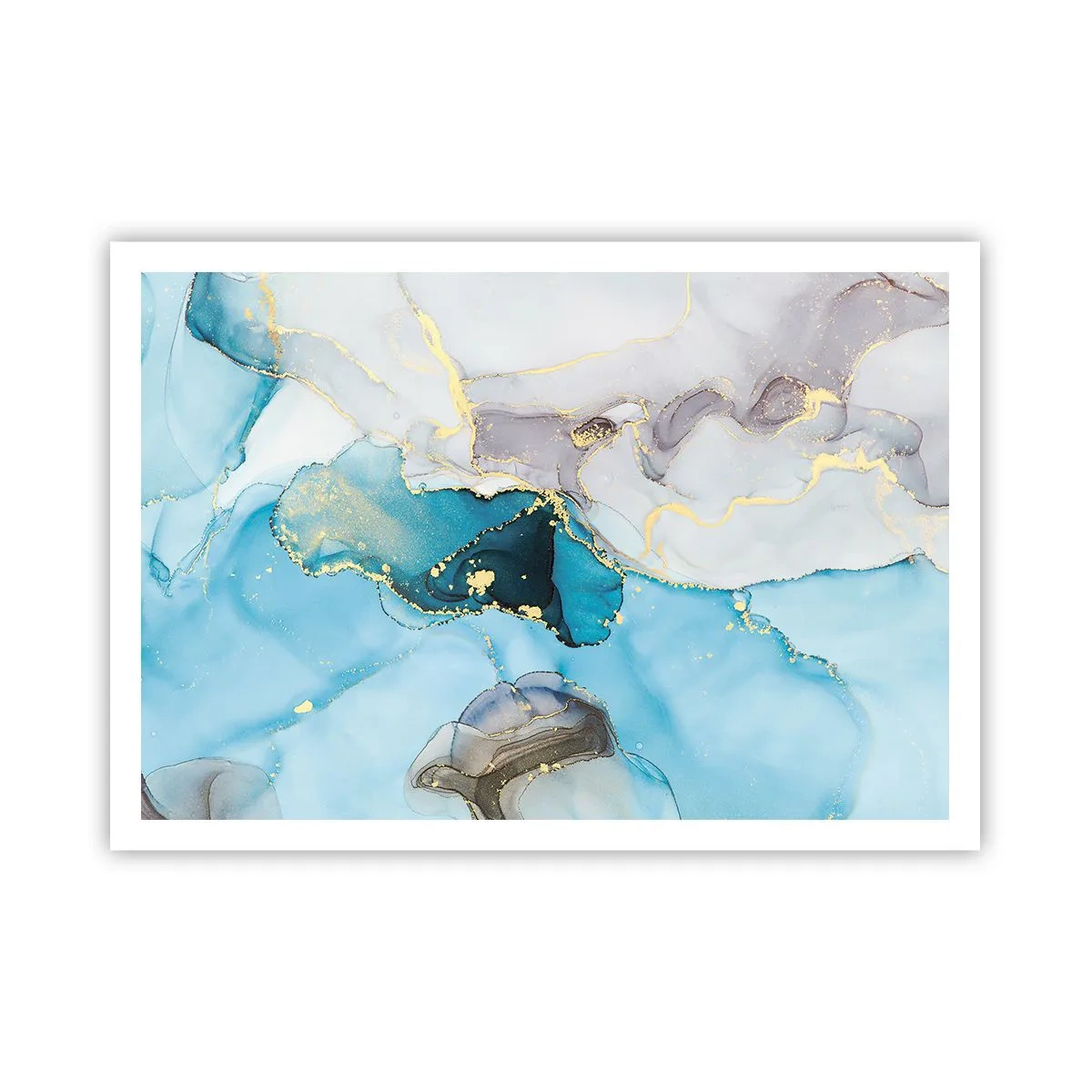 Plagát - Štúdia o stretnutí šedej a tyrkysovej - 100x70 cm