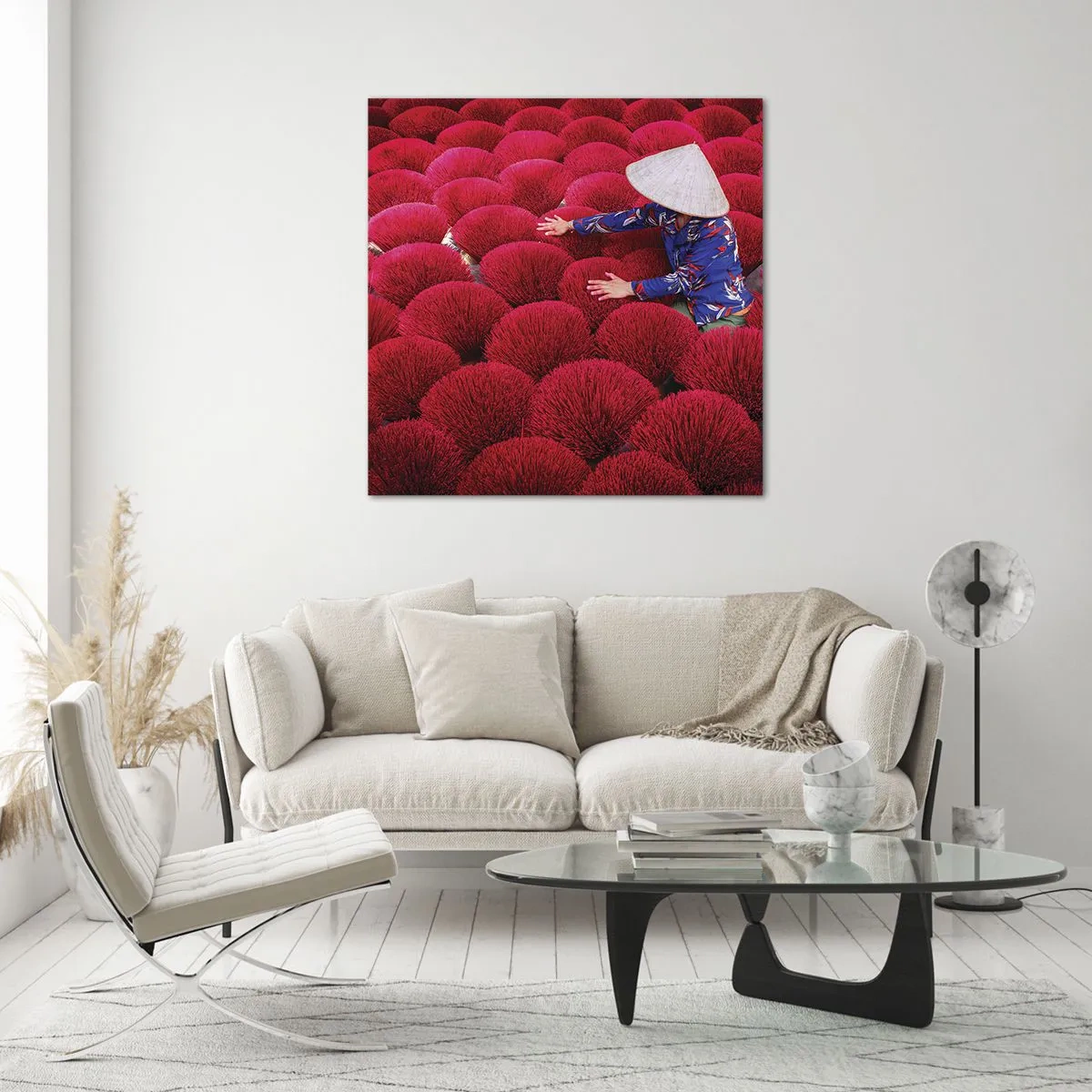 Obraz na skle - Na ryžovom poli - 70x70 cm