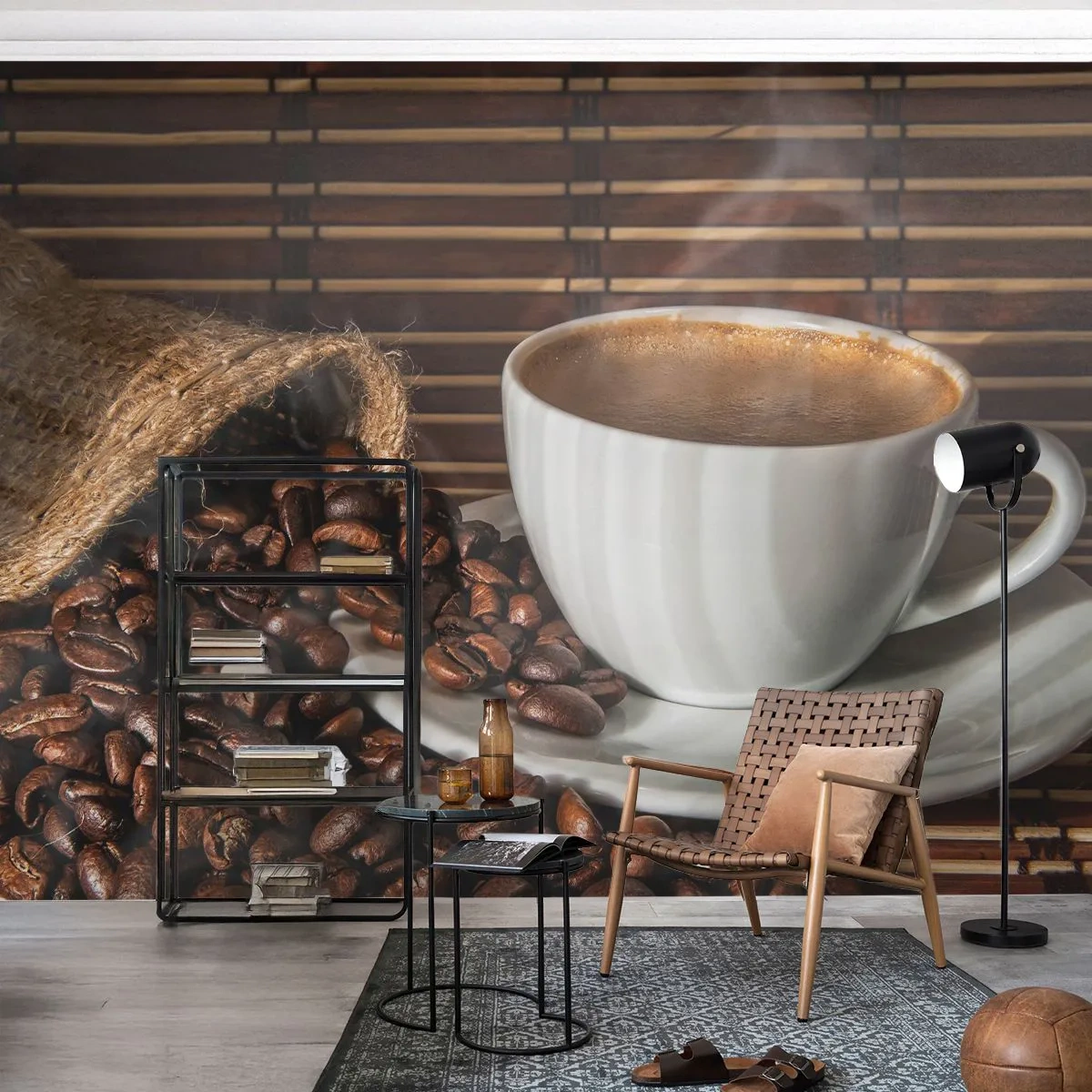 Fototapeta Premium Sand - Čiernosť uhlia, priezračnosť jantáru - Gastronómia, Káva, šálka kávy - 200x140 cm