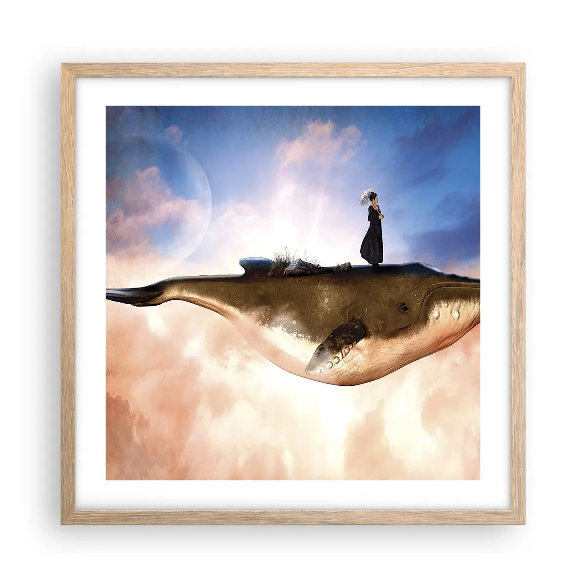 Plagát v ráme zo svetlého duba - Surrealistická cesta - 50x50 cm