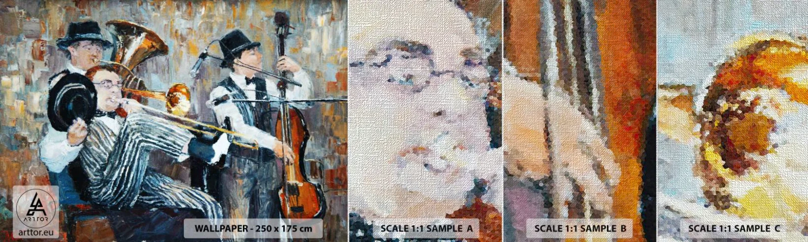 Vzorka fototapety Premium Canvas - Celý tento jazz - Hudba, kapela, Hudobné nástroje - 100x30 cm