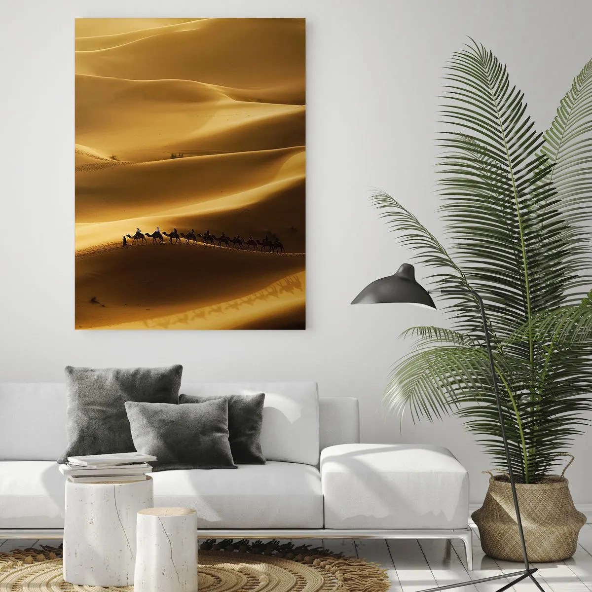 Obraz na skle - Karavána na vlnách púšte - 50x70 cm