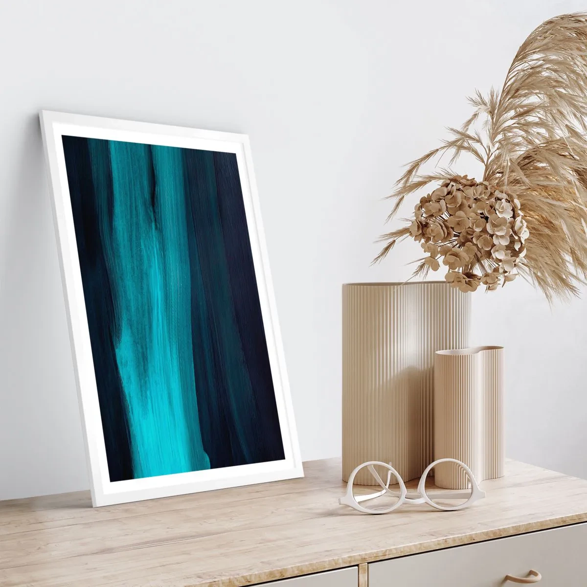 Plagát v bielom ráme - Plávaj s prúdom - 70x100 cm