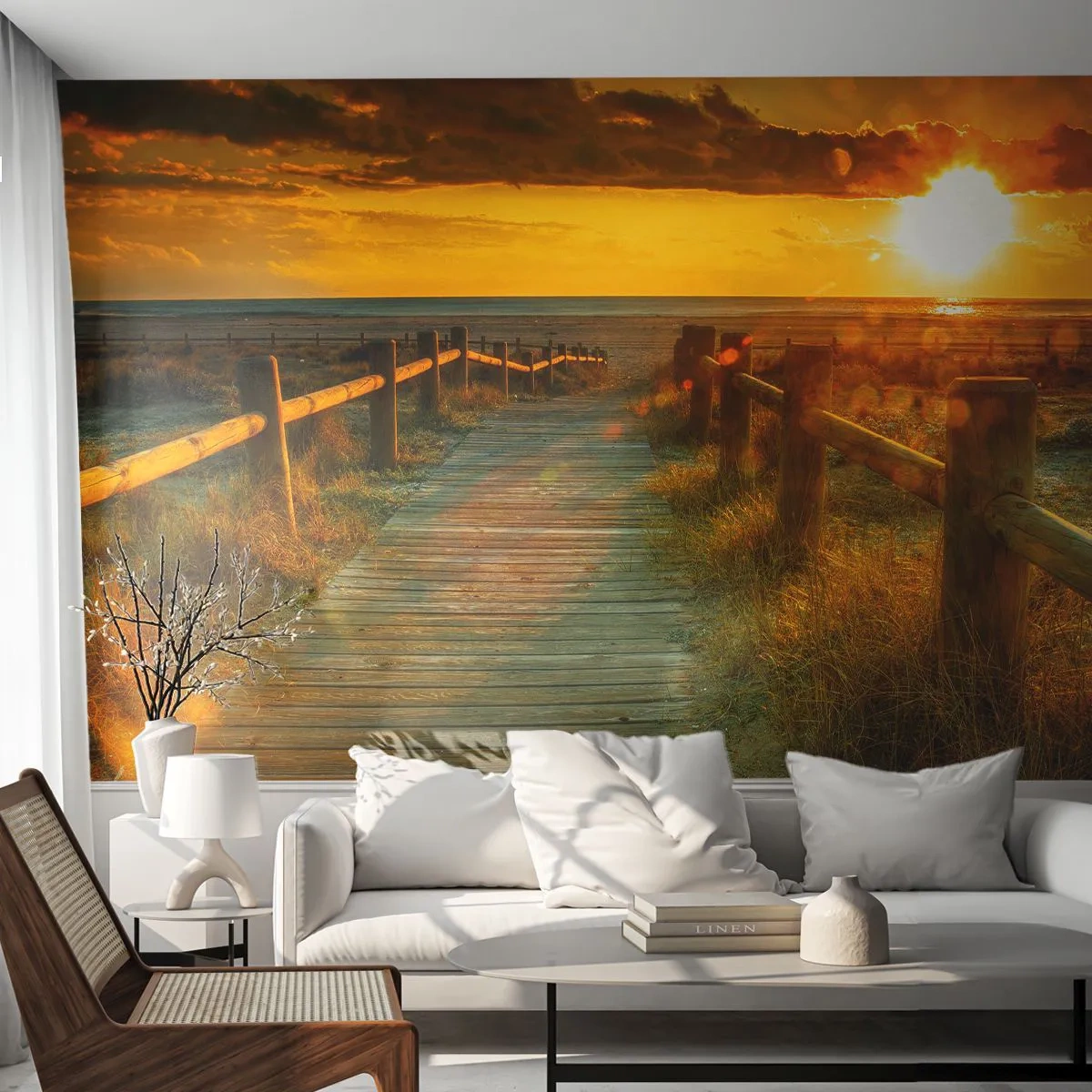 Fototapeta Premium Sand - Vykúpané v starom zlate - Krajina, More, Zostup na Pláž - 100x70 cm