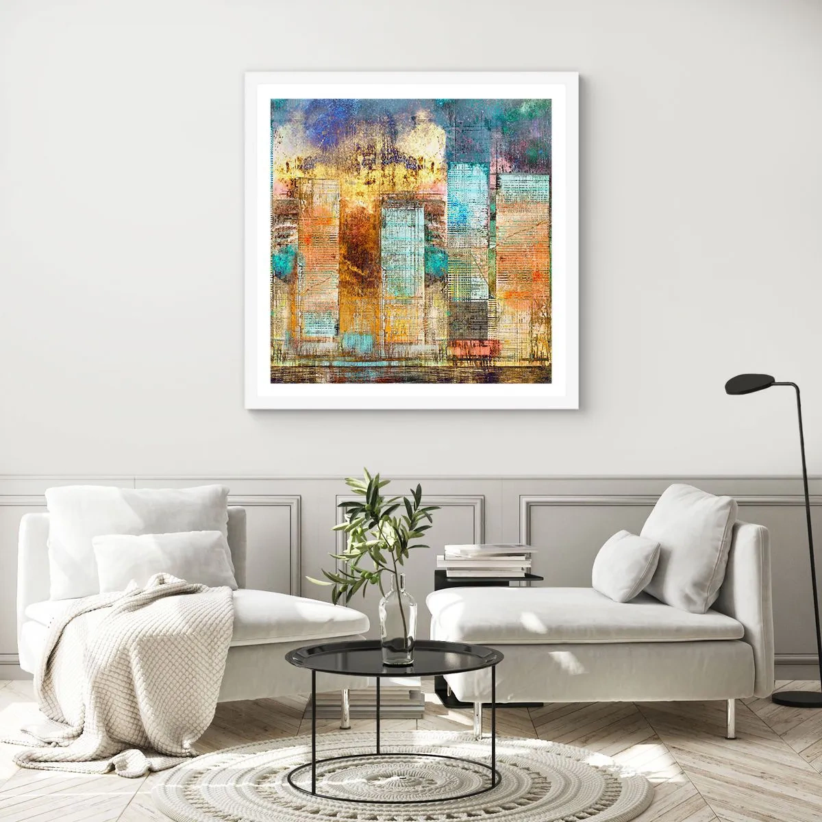 Plagát v bielom ráme - Slnečná metropola - 40x40 cm