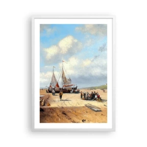 Plagát v bielom ráme - Po úspešnom rybolove - 50x70 cm