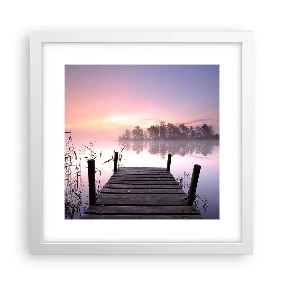 Plagát v bielom ráme - Z ľaliovej hmly… - 30x30 cm