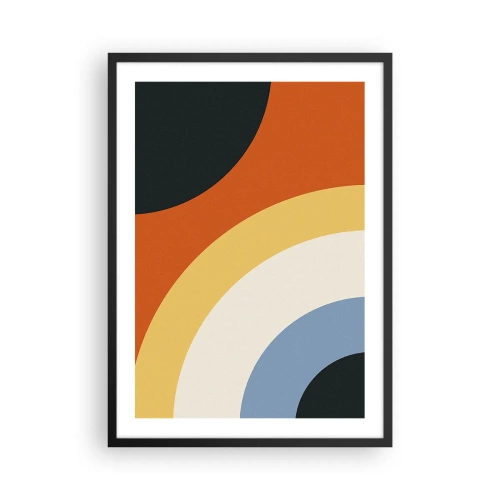 Plagát v čiernom ráme - Abstraktné farebné oblúky a kruhy - 50x70cm - K sebe samému - Moderná nástenná dekorácia do obývacej izby a spálne ARTTOR