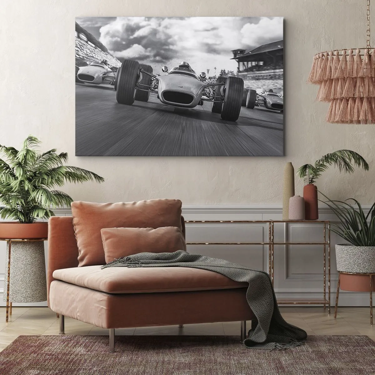 Obraz na plátne - Preteky klasických áut v pohybe - 70x50cm - Toto je sila! - Moderná nástenná dekorácia do obývacej izby a spálne ARTTOR