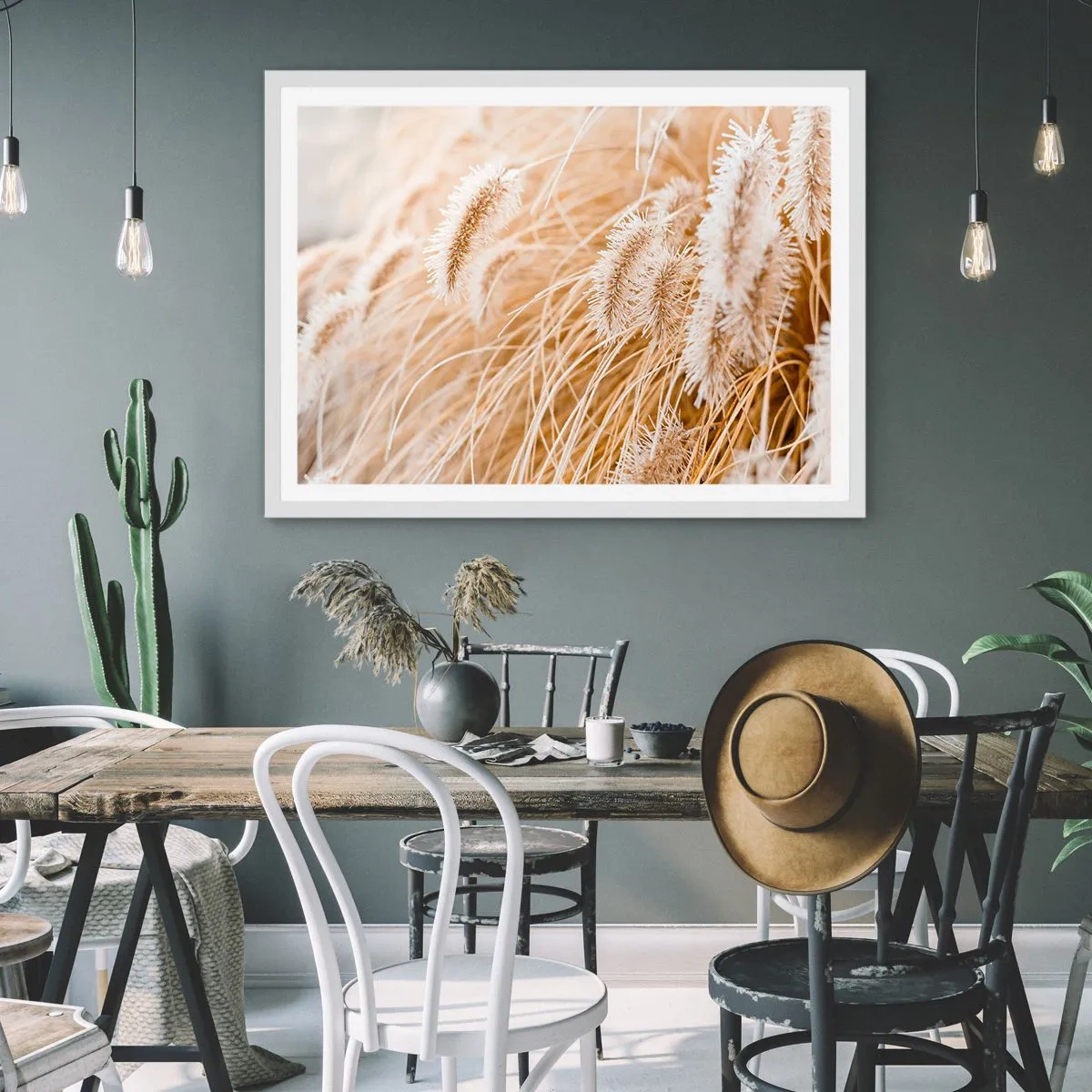 Plagát v bielom ráme - Zlaté šušťanie tráv - 50x40 cm