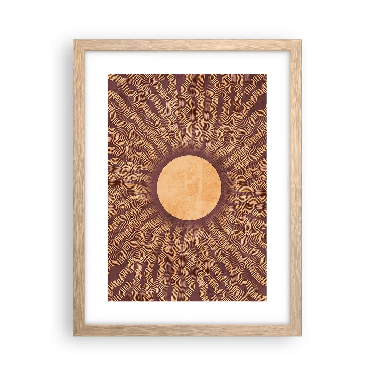 Plagát v ráme zo svetlého duba - Ikona slnka - 30x40 cm