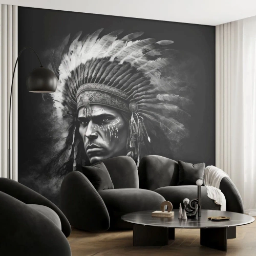 Fototapeta Premium Canvas - Vodca a bojovník - indický, Kmene, Etnický - 100x70 cm