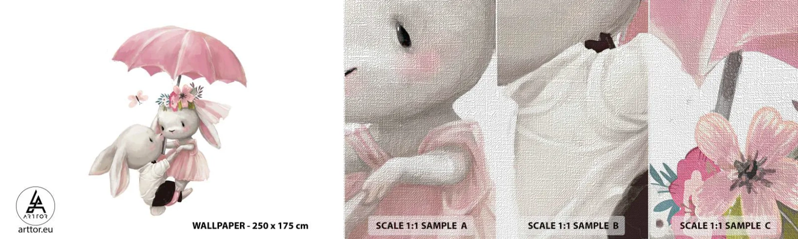 Vzorka fototapety Premium Canvas - To je láska - Pre deti, Králiky, Rozprávka - 100x30 cm