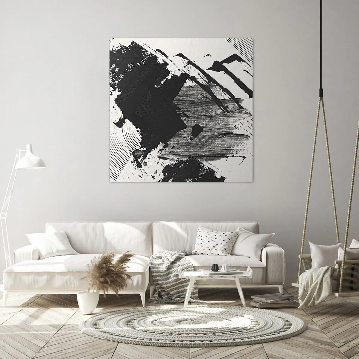 Obraz na plátne - Abstrakcia – expresia čiernej - 60x60 cm