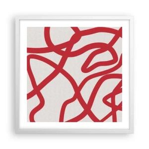 Plagát v bielom ráme - Červené na bielom - 50x50 cm