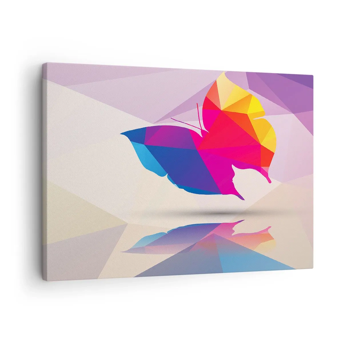 Obraz na plátne - Geometrická silueta motýľa v žiarivých farbách - 70x50cm - Motýlia dúha - Moderná nástenná dekorácia do obývacej izby a spálne ARTTOR