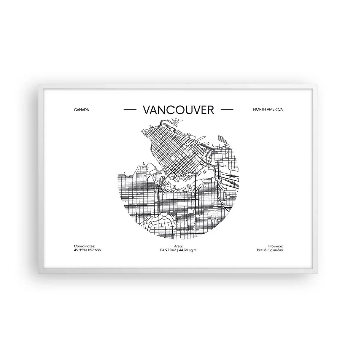Plagát v bielom ráme - Anatómia Vancouveru - 91x61 cm
