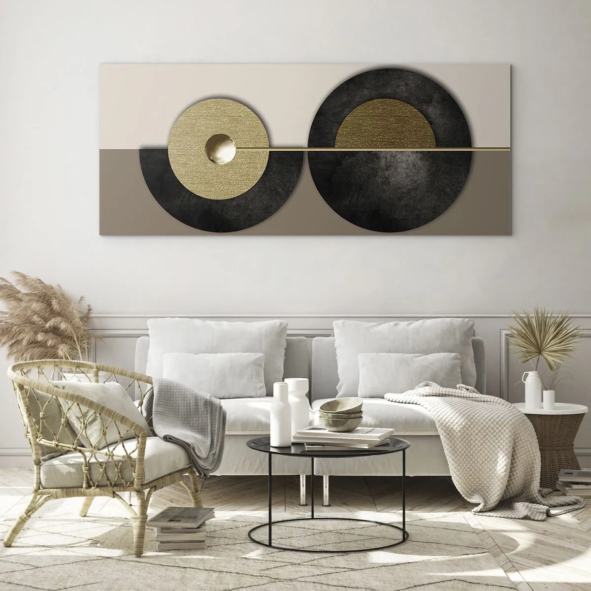 Obraz na skle - Variácie okolo kruhu - 90x30 cm