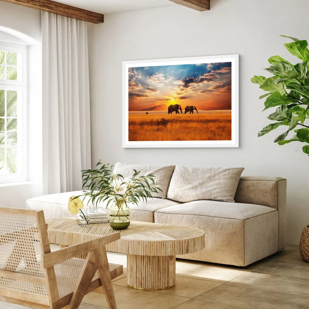 Plagát v bielom ráme - Rodinná prechádzka - 50x40 cm