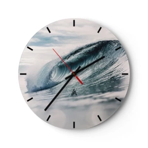 Nástenné hodiny - Dynamická oceánska vlna zachytená v pohybe - 30x30cm - Vodná špička - Moderná nástenná dekorácia do obývacej izby, kuchyne a spálne ARTTOR