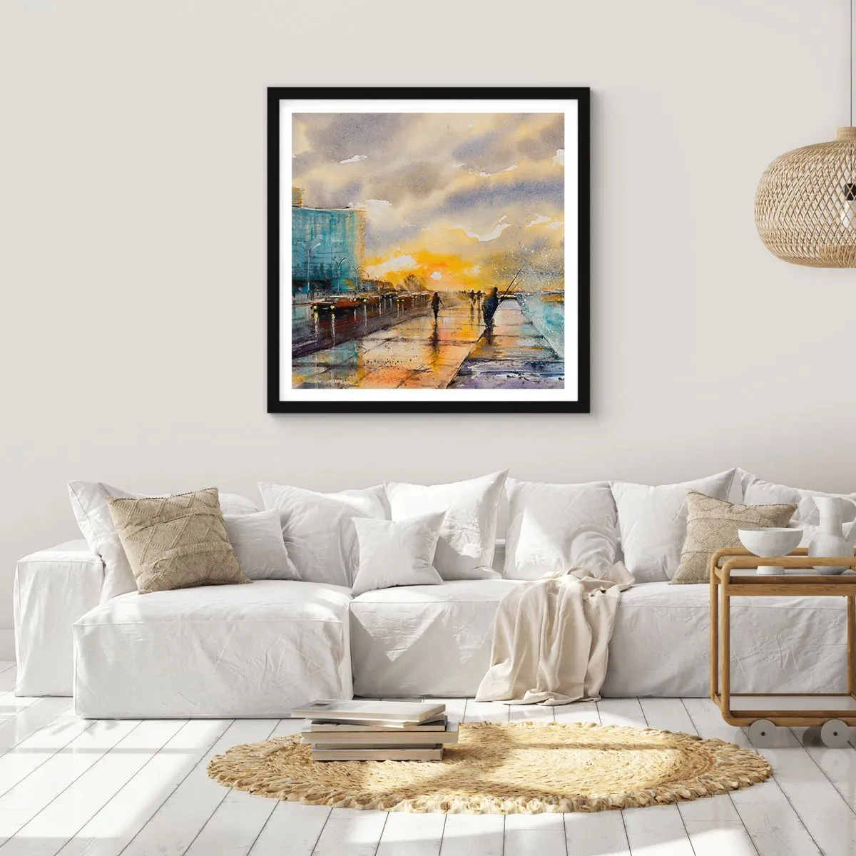 Plagát v čiernom ráme - Život na pobreží - 50x50 cm